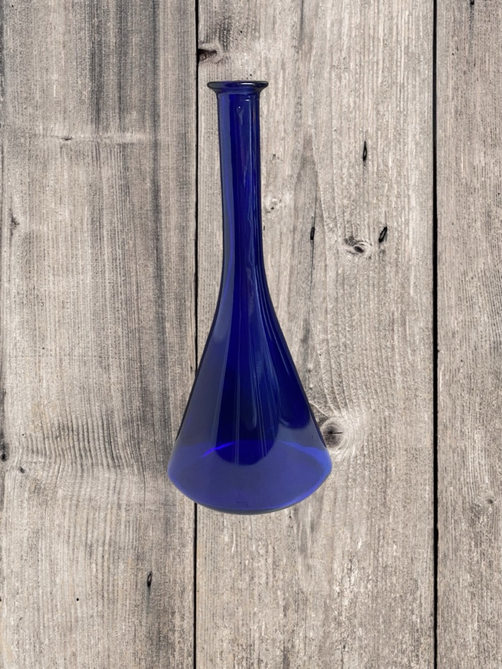 Vintage Scandinavian Style Cobalt Blue Decanter Bottle Bud Vase c1980s Decor